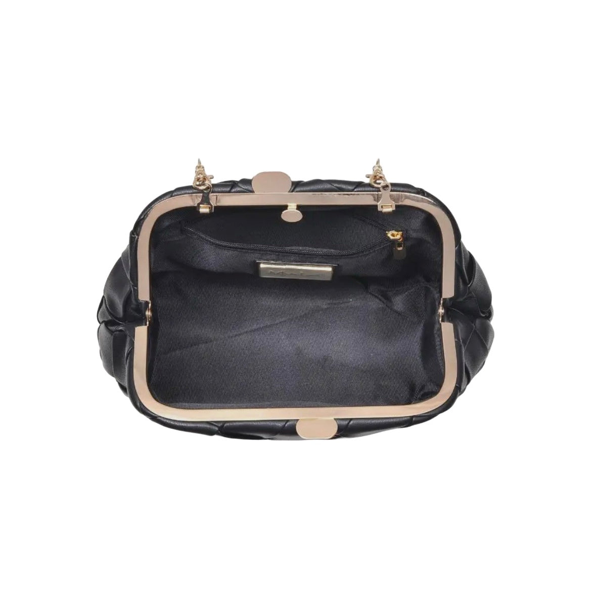 Vegan Leather Woven Crossbody with Gold Chain