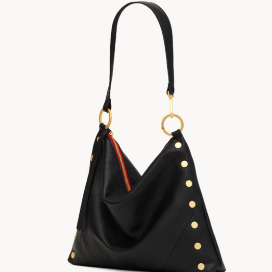 Large Black Leather Hobo Bag