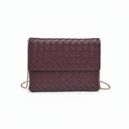 Vegan Leather Woven Clutch