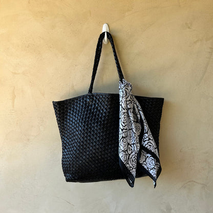 Black & White Floral Square Scarf