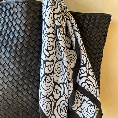 Black & White Floral Square Scarf