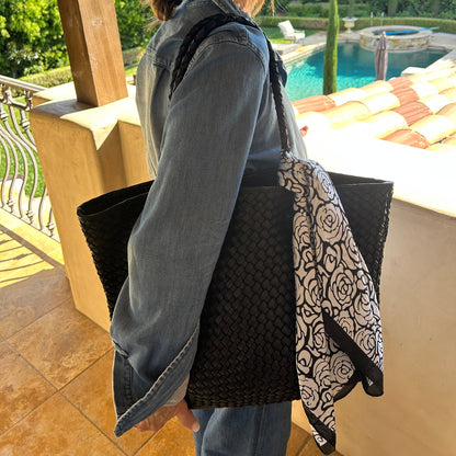 Black & White Floral Square Scarf