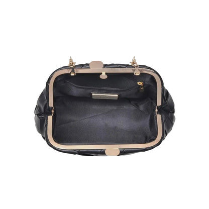 Vegan Leather Woven Crossbody with Gold Chain