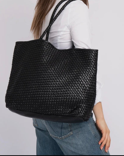 Leather Woven Tote Bag