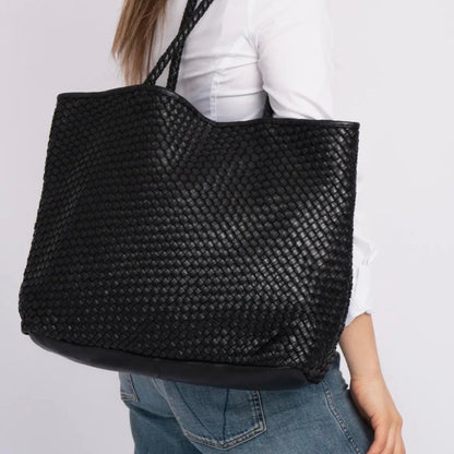 Leather Woven Tote Bag