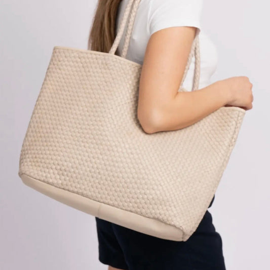 Leather Woven Tote Bag