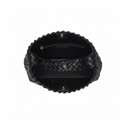 Vegan Leather Woven Crossbody with Leather Strap